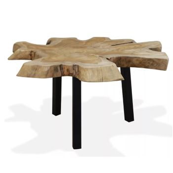 Mesa De Centro De Madera De Teca Genuina 80x70x38 Cm Marrón