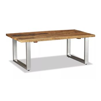 Mesa De Centro De Madera Maciza Reciclada 100x60x38 Cm Marrón