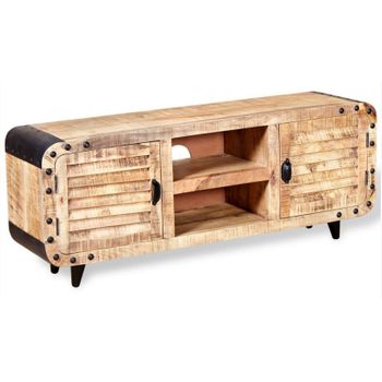 Mueble Para La Tv De Madera De Mango Rugosa 120x30x50 Cm Marrón