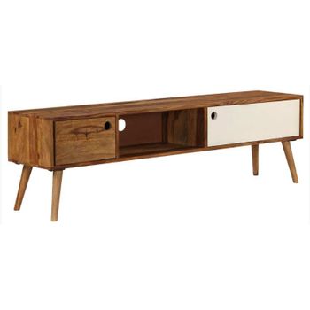 Mueble Para Tv Madera Maciza De Sheesham 140x30x40 Cm Marrón