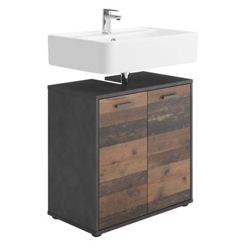 Armario Para Lavabo De Baño Con 2 Puertas Matera Oscuro Old Style Multicolor