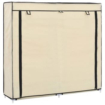 Mueble Zapatero Con Funda De Tela Color Crema 115x28x110 Cm