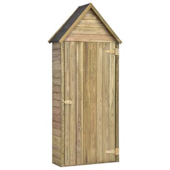 Caseta Herramientas Jardín Con Puerta Madera Pino 69,5x32x178cm Marrón