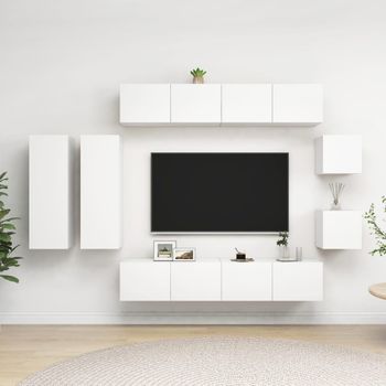 Juego De Mueble Para Tv De 8 Piezas Aglomerado Blanco