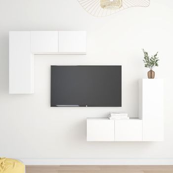 Juego De Mueble Para Tv De 4 Piezas Aglomerado Blanco