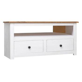 Mueble Esquinero Tv Madera Pino Estilo Panamá Blanco 93x49x49cm