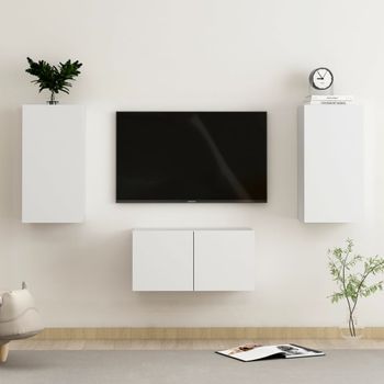 Juego De Mueble Para Tv De 3 Piezas Aglomerado Blanco