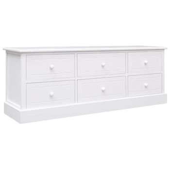 Mueble Para Tv Madera Maciza De Paulownia Blanco 108x30x40 Cm