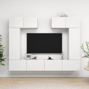 Juego De Mueble Para Tv De 6 Piezas Aglomerado Blanco