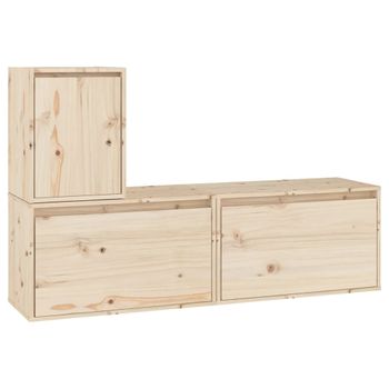 Muebles Para Tv 3 Piezas Madera Maciza De Pino Marrón