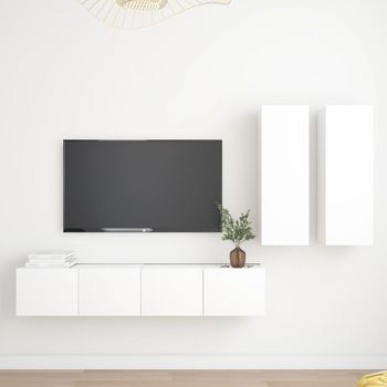 Juego De Mueble Para Tv De 4 Piezas Aglomerado Blanco