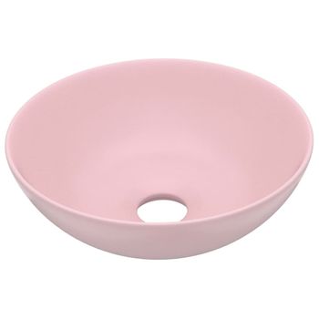 Lavabo De Cuarto De Baño Redondo Cerámica Rosa Mate