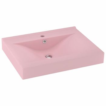 Lavabo De Lujo Con Grifo Cerámica 60x46 Cm Rosa Mate