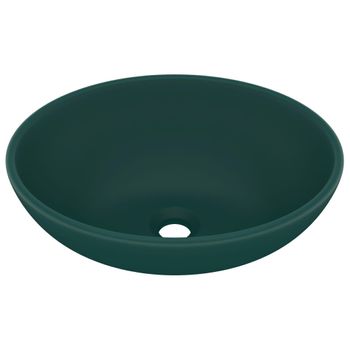 Lavabo De Lujo Ovalado Cerámica Verde Oscuro Mate 40x33 Cm