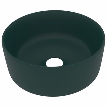 Lavabo De Lujo Redondo Cerámica Verde Oscuro Mate 40x15 Cm