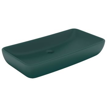 Lavabo Rectangular De Lujo Cerámica Verde Oscuro Mate 71x38cm