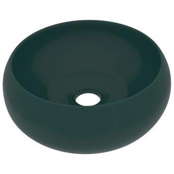 Lavabo De Lujo Redondo Cerámica Verde Oscuro Mate 40x15 Cm