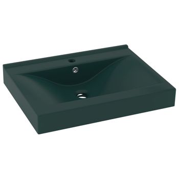 Lavabo De Lujo Con Grifo Cerámica Verde Oscuro 60x46 Cm