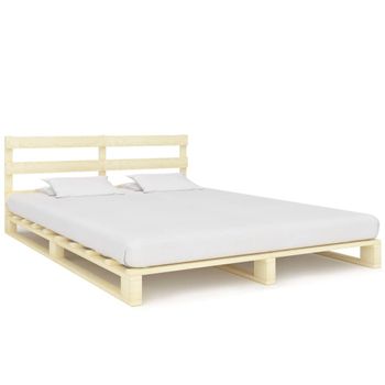 Estructura De Cama De Palés Madera Maciza De Pino 160x200 Cm Marrón