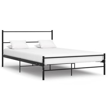 Estructura De Cama De Metal Negro 140x200 Cm