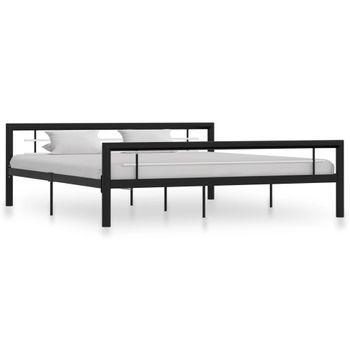 Estructura De Cama De Metal Negro Y Blanco 180x200 Cm