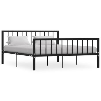 Estructura De Cama De Metal Negro 160x200 Cm