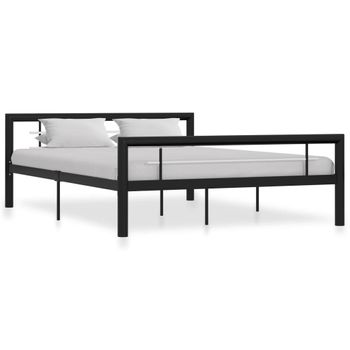 Estructura De Cama De Metal Negro Y Blanco 160x200 Cm