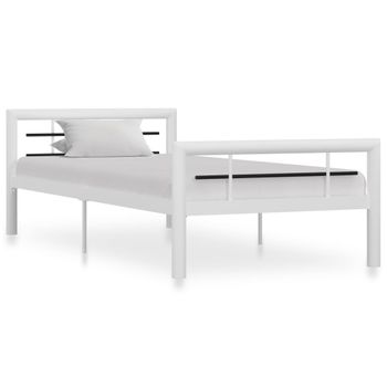 Estructura De Cama De Metal Blanco Y Negro 100x200 Cm