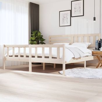 Estructura De Cama De Madera Maciza 200x200 Cm