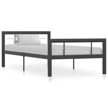 Estructura De Cama De Metal Gris Y Blanco 90x200 Cm