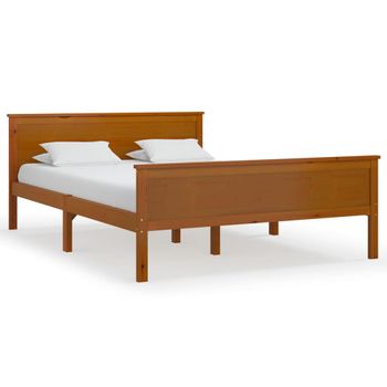 Estructura De Cama Madera Maciza Pino Marrón Miel 140x200 Cm