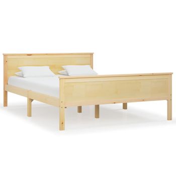 Estructura De Cama Madera Maciza De Pino 140x200 Cm Marrón