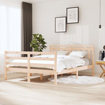 Estructura De Cama Doble De Madera Maciza 4ft6 135x190 Cm