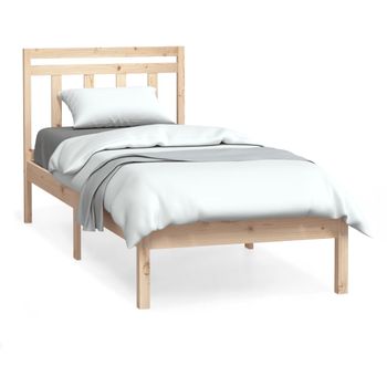 Estructura De Cama Individual Madera Maciza 75x190 Cm Marrón