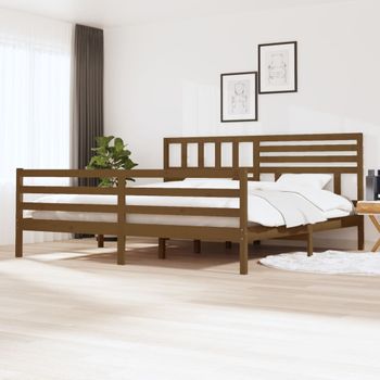 Estructura De Cama Madera Maciza Marrón Miel 200x200 Cm