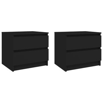 Mesitas De Noche 2 Uds Madera Contrachapada Negro 50x39x43,5 Cm