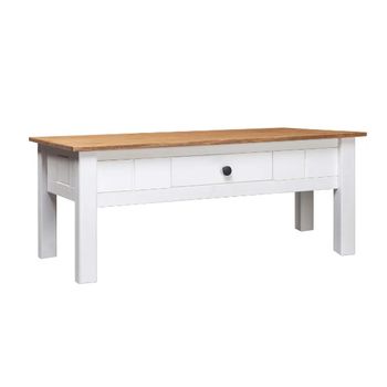 Mesa De Centro Madera De Pino Estilo Panamá Blanco 100x60x45 Cm