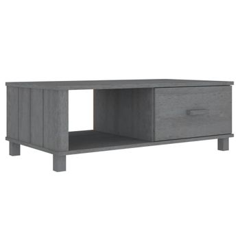 Mesa De Centro Hamar Madera Maciza Pino Gris Oscuro 100x55x35cm