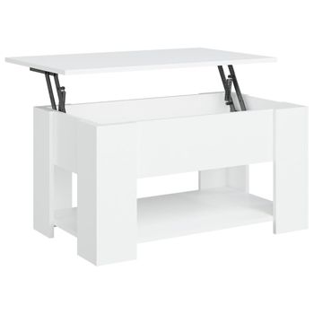 Mesa De Centro Madera Contrachapada Blanco 79x49x41 Cm