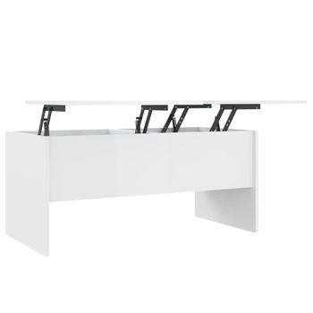 Mesa De Centro Contrachapada Blanco Brillo 102x50,5x46,5 Cm