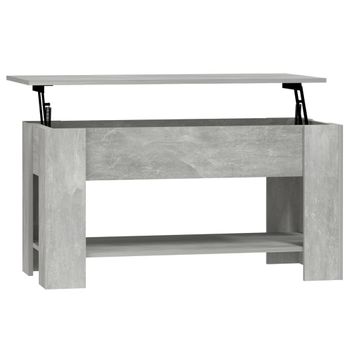 Mesa De Centro Madera Contrachapada Gris Hormigón 101x49x52 Cm