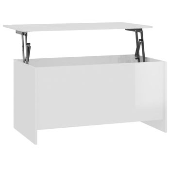 Mesa De Centro Contrachapada Blanco Brillo 102x55,5x52,5 Cm