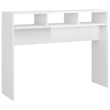 Mesa Consola Madera De Ingeniería Blanco Brillo 105x30x80 Cm