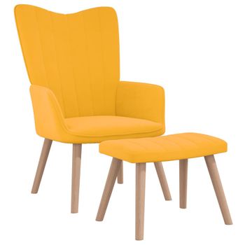 Sillón De Relax Con Taburete Terciopelo Amarillo Mostaza