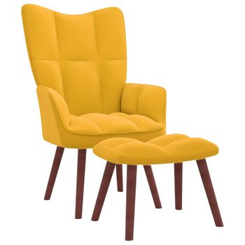 Sillón De Relax Con Taburete Terciopelo Amarillo Mostaza