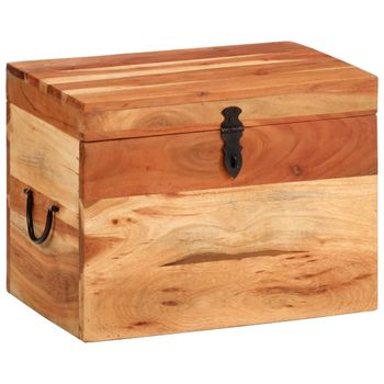 Caja De Almacenaje Madera Maciza De Acacia 39x28x31 Cm Marrón