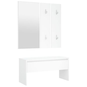 Set De Muebles De Recibidor Madera Contrachapada Roble Ahumado Blanco