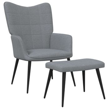 Silla De Relajación Con Reposapiés Tela Gris Claro