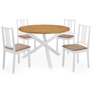 Juego De Muebles De Comedor 5 Piezas Mdf Blanco