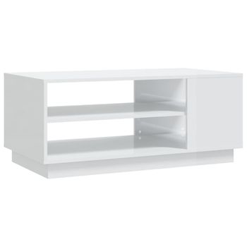 Mesa De Centro Madera De Ingeniería Blanco Brillo 102x55x43 Cm